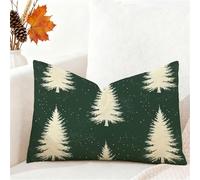 Green Cushion Covers 30cm x 50cm Small Pillow Rectangle Cushion Covers Velvet Double Sided Printing Tree Pillow Cases for Sofa Balcony Office Room Decor Outdoor Garden Winter Decorations Gift 1h-1008