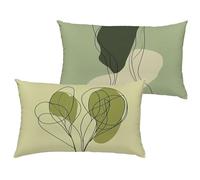 Green Cushion Covers 30x50 cm/12x20 Inch Waterproof Velvet Garden Cushions Abstract Double Sided Printing Decorative Pillow Covers with Invisible Zipper for Garden Bedroom Living Room, set of 2 1B-688