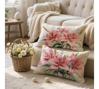 Green Cushion Covers 40 x 60 Pink Cushions Rectangle Cushion Covers Soft Linen Decorative Pillows Garden Cushions Throw Pillow Large Sofa Pillows for Bed Garden Sofa Home Decor Great Gift, I-438