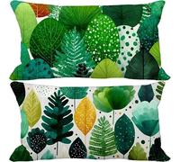 Green Cushion Covers 40 x 70 Set of 2, Outdoor Cushions Leaf Sofa Pillows Covers, Rectangle Waterproof Soft Decorative Pillows with Invisible Zipper, Fall Outdoor Garden Furniture Home Decor 3-3654t