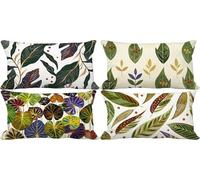 Green Cushion Covers 40 x 80 Outdoor Cushions Soft Set of 4 Rectangle Decorative Pillows Cover Leaf Pattern Design with Smooth Invisible Zip for Livingroom Sofa Home Decor, Gifts for Women t-q237