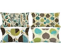Green Cushion Covers 40 x 80 Outdoor Cushions Soft Set of 4 Rectangle Decorative Pillows Cover Leaf Pattern Design with Smooth Invisible Zip for Livingroom Sofa Home Decor, Gifts for Women y-q159