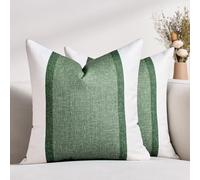 Green Cushion Covers 40x40 Decorative Modern Stripe Throw Pillow Covers Flax Soft Pillowcase Cushions for Home Spring decor Sofa Couch with Invisible Zipper Sage Green Pack of 2