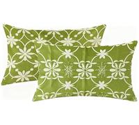 Green Cushion Covers 40x80 cm Pillow Cases 2 Pack Northern Europe Cushions Double Sided Printing, Linen Breathable, Durable & Fade-Resistant Oblong Throw Pillow Covers, for Sofa Bed Decor Gifts h-1758