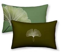 Green Cushion Covers 50 x 70 cm Set of 2, Leaf Rectangle Cushion Covers Waterproof Linen Sofa Cushions with Invisible Zipper Bedroom Accessories Decorative Pillows for Room Decor, Gifts -ly250859