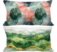 Green Cushion Covers 50 x 70 Set of 2, Rectangle Outdoor Cushions Waterproof Soft Sofa Pillows Covers with Invisible Zipper for Outdoor Garden Furniture Bench Decorative Pillows (Nordic) s1-2270