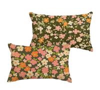 Green Cushion Covers 50x60 cm/20x24 Inch Waterproof Linen Garden Cushions Flower Double Sided Printing Decorative Pillow Covers with Invisible Zipper for Garden Bedroom Living Room, set of 2 1B-94