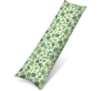 Green Cushion Covers 60 x 180 cm Side Sleeper Pillow Cover Leaf Pattern Design Waterproof Velvet Pillow Cases Double-Sided Printing with Invisible Zipper for Bedroom Livingroom Bed, Gifts, Model1348