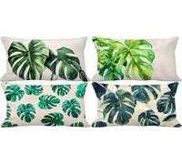 Green Cushion Covers 60 x 80 Outdoor Cushions Soft Set of 4 Rectangle Decorative Pillows Cover Northern Europe Pattern Design with Invisible Zip for Livingroom Sofa Home Decor, Gifts for Women f-q76