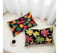 Green Cushion Covers 60x80 Set of 2, Leaves Rectangle Pillow Cases with Hidden Zipper, Waterproof Linen Pillow Case 80x60cm, Double Sided Printing, Pillowcases for Sofa Bedroom Outdoor Decor 3-6074