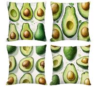 Green Cushion Covers 65x65 cm Set of 4 Outdoor Cushions Waterproof Garden Cushions Velvet Throw Pillow Covers Avocado Double Sided Printing for Indoor Sofa Outdoor Patio Balcony Fall Decor,Gifts M853