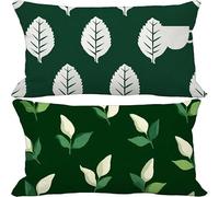 Green Cushion Covers 70cm x 90cm, 2 Pack Outdoor Cushions Waterproof Linen Sofa Pillows Leaf Pattern Design Double-Sided Printing Rectangle Pillow Covers for Summer Autumn Home Decor Gifts 10-k529