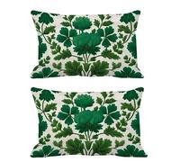 Green Cushion Covers 70x90cm Outdoor Cushions Waterproof Linen Pack of 2 Leaf Throw Pillow Covers with Invisible Zipper,Pillowcases for Garden Furniture Sofa Bench Farmhouse Home Decor Patio G662