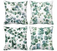 Green Cushion Covers 75cm x 75cm, 4 Pack Outdoor Cushions Waterproof Soft Sofa Pillows Leaf Pattern Design Double-Sided Printing Square Pillow Covers for Home Decor Aesthetics, Gifts for Women t11-57
