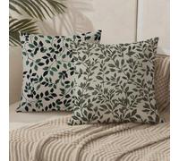 Green Cushion Covers 80 x 80 Leaf Cushions Set of 2 with Invisible Zipper Double Sided Pattern Velvet Throw Pillow Covers, Decorative Pillowcases for Garden Bench Patio Home Bedroom Sofa Bed 1B-739