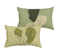 Green Cushion Covers 80x100 cm/32x40 Inch Waterproof Linen Garden Cushions Abstract Double Sided Printing Decorative Pillow Covers with Invisible Zipper for Garden Bedroom Living Room, set of 2 1B-688