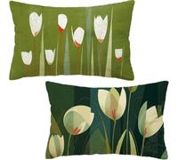 Green Cushion Covers 80x40 cm, Outdoor Cushions Waterproof Linen Pillowcases, Rectangle Cushion Covers Set of 2, Decorative Pillow cases Modern Pattern, for Sofa, Garden, Living Room Bedroom D6-903