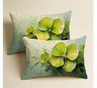 Green Cushion Covers,Four-Leaf Clover Pillow Case Protector, Velvet 40cmx80cm Pillow Protectors,Double Sided Print Design for Living Room Sofa Bedroom Pack of 2 Home Decoration-86253