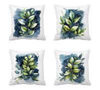 Green Cushion Covers Set of 4 Soft Decorative Pillows Plant Sofa Cushions Double-Sided Printing Garden Cushions With Invisible Zip for Sofa Couch Bedroom Home Office Car Decor 18x18 Inch -yxy2504FC