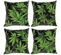 Green Cushion Covers Soft Cushions Cushion Covers 35x35cm Black Soft Cushion covers Set of 4 Throw Pillow Covers 13.7 x 13.7Inch Square Soft Pillowcases Garden Cushions for Sofa bed Patio Decor mu-239