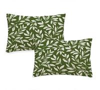 Green Cushions Waterproof Rectangular Cushion Covers 50x70 cm 2025 New 2 Pack Throw Pillow Covers Leaf Double Sided Printed Linen Sofa Pillow Cases for Garden Bench Couch Indoor Autumn Decor z-1066