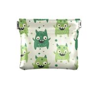 Green Cute Monster Squeeze Coin Purse Pouch Change Holder PU Leather Mini Wallet Coin Pocket for Women Girls Men