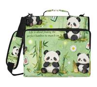 Green Cute Panda bamboos 1.5-Inch 3-Ringing Binder with Zipper with Handle Waterproof Portable Home Travel Storage Bag for School/Office