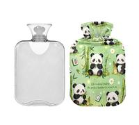 Green Cute Panda bamboos hot-Water Bottle with Soft Cover 2L hot Water Bags for Neck Shoulder Warmer Neck and Shoulder Pain Relief bolsas para agua Caliente