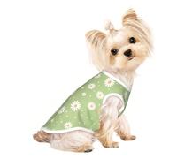 Green Daisy Dream Dog Tshirt Soft Mesh Breathable Sleeveless Tank | Soft Polyester Mesh Dog Tshirt With Breathable Weave Keeps Puppies And Cats Cool, Sleeveless Pullover For Easy Wear