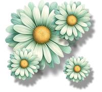 Green Daisy Vinyl Wall Sticker Flowers, x9 Floral Decal Cover Marks, Multi-use Flower Stickers Ideal Damage Repair, Flower Wall Graphics. Weatherproof, Removable & Vibrant. (Green Daisy)