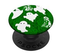 green damask ghost halloween paranormal apparition sinister PopSockets Adhesive PopGrip