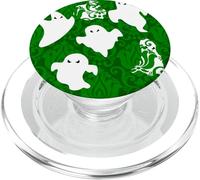 green damask ghost halloween paranormal apparition sinister PopSockets PopGrip for MagSafe