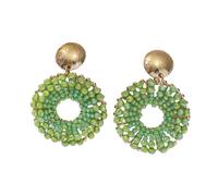 Green Dangle Drop Earrings for Women Summer Beaded Millet Beads Bohemia Beach Vacation Statement Earrings Handcrafted Party Beach Jewelry