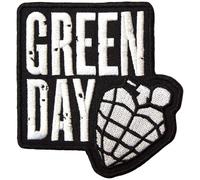 Green Day Grenade Woven Stacked Logo Iron On Patch (One Size) (Black/White)