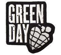 Green Day Grenade Woven Stacked Logo Iron On Patch (One Size) (Black/White)