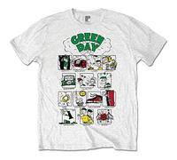 (M, White) Green Day T Shirt Dookie hall of fame band logo new Official Mens White