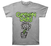 Green Day Men's Flower Pot T-Shirt, Grey, Medium