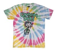 Green Day T Shirt Flower Pot Band Logo Official Unisex White Dye Wash XL