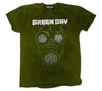 Green Day T Shirt Gas Mask Band Logo Official Dip Dye Green Unisex