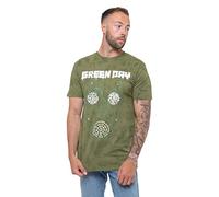 Green Day T Shirt Gas Mask Band Logo Official Dip Dye Green Unisex S