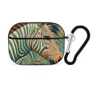 Green Decorative Pattern Airpod Pro Case AirPods 2 Case for Women Hard Shell Protective Cover with Carabiner Keychain Compatible with AirPods Case 2nd 1st Generation, Front LED Visible Black