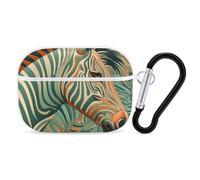 Green Decorative Pattern Airpod Pro Case AirPods 2 Case for Women Hard Shell Protective Cover with Carabiner Keychain Compatible with AirPods Case 2nd 1st Generation, Front LED Visible White