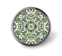 Green Decorative Pattern Round Badge Personalized Metal Lapel Pin Badges Fit Clothing Bags Hat Humorous Printed Brooch Badge Party Decorations Accessories for Men Women