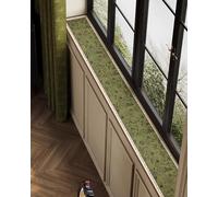 Green Decorative Window Sill Mat, Narrow Waterproof Windowsill Protector with Non-Slip Backing, Extra Long Window Seat Cover for Balcony(120x10cm/47x4in)