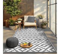 Green Decore Nirvana Grey White Outdoor Plastic Rug 120x180cm 4x6ft Reversible Waterproof Stain Resistant Picnic Mat Garden Patio Balcony Camping Beach Floor Rug Lightweight Foldable Portable