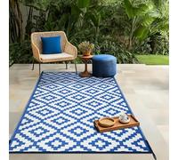 Green Decore Reversible Recycled Plastic Camping and Picnic Rugs | Perfect for Garden, Patio, Picnic, Decking | Stain And Water Resistant | Bliss Regatta Blue/White 150 x 240 cm