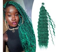 Green Deep Wave Braiding Hair for Boho Braids 20 Inch 100g Long Curly Bulk Hair for Braiding Synthetic hair Extensions for braiding 3-4 Pack Will Be A Fullly Style Dance/Party/Festival/Clubs/Concerts