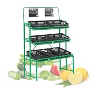 Green Detachable Sto Rack for market | Vetable & Fruit Stand | Retail Shelving Unit for ac, Drin, Cans & Toys | 120x60x177cm