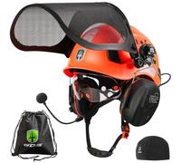 GREEN DEVIL Chainsaw Safety Helmet, Safety Helmet with Bluetooth Hearing Protection, Ear Muffs and Face Protection, Double Layer 5 in 1 Eye Protection EN397