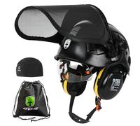 GREEN DEVIL Forestry Chainsaw Safety Helmet EN397 Certified - 5 in 1 System with Mesh Face Protection, Built-in Visor and Earmuffs - Ventilated, for Logging and Gardening - Unisex